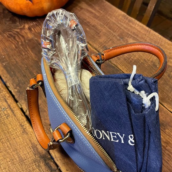 NWT Dooney & Bourke leather brown/dusty blue  "Bitsy Bag" small shoulder purse - Picture 4 of 5